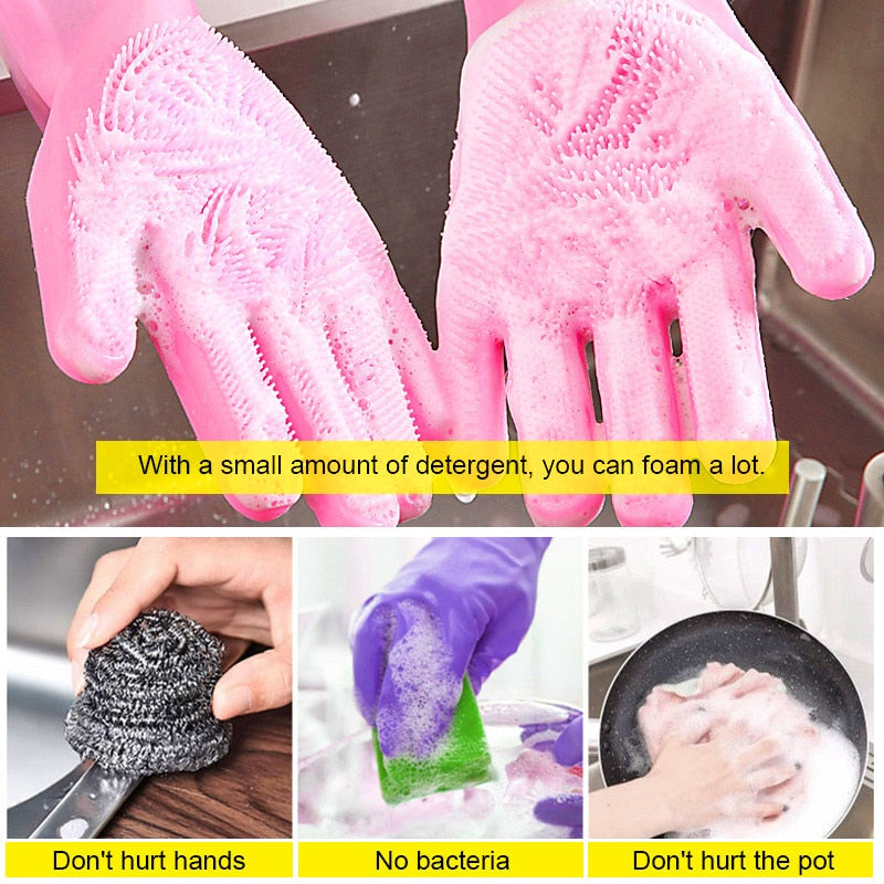 Silicone Washing Full Finger Gloves